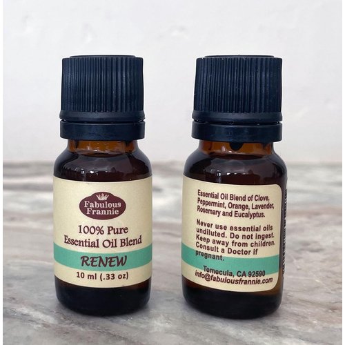 Fabulous Frannie Renew Essential Oil Blend 100% Pure, Undiluted Essential Oil Blend Clove, Peppermint, Orange, Lavender, Rosemary and Eucalyptus Essential Oil 10ml