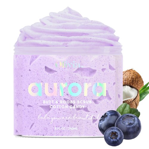 Olivia Beauty Natural Body Scrub for Women – Exfoliating Sugar Scrub for Sensitive Skin, Moisturizing Polish for Bikini Area, Buttocks & Breasts – Gentle Exfoliant for Radiant, Smooth Skin – 8 Oz