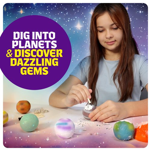 Galaxy Gem Dig Kit for Kids - Gemstones Digging Science Kits for Kids Age 6-7, 6-8, 8-10 - Gifts for 6 7 8 9 10 11 Year Old Boys & Girls - Planet Space Toys for Kids 8-10 - STEM Stuff for Boy & Girl