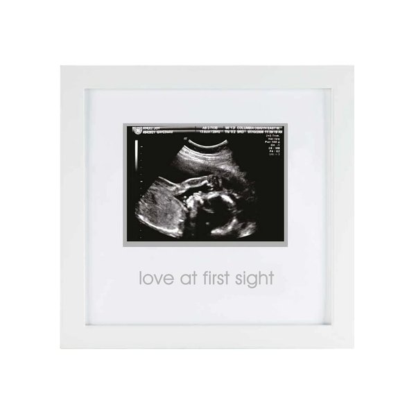 Pearhead Love at First Sight Sonogram Picture Frame, Gender Neutral Ultrasound Keepsake, Ideal Pregnancy Gift, Baby Shower and Nursery Decor, 4”x3” Photo Insert, White