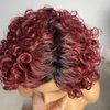 Iianaebeh Short Curly Human Hair Wigs for Black Women, Side Part Wig, Pixie Cut Brazilian Remy Human Hair, Deep Curly None Lace Front Ombre Blonde Wigs (T99j)