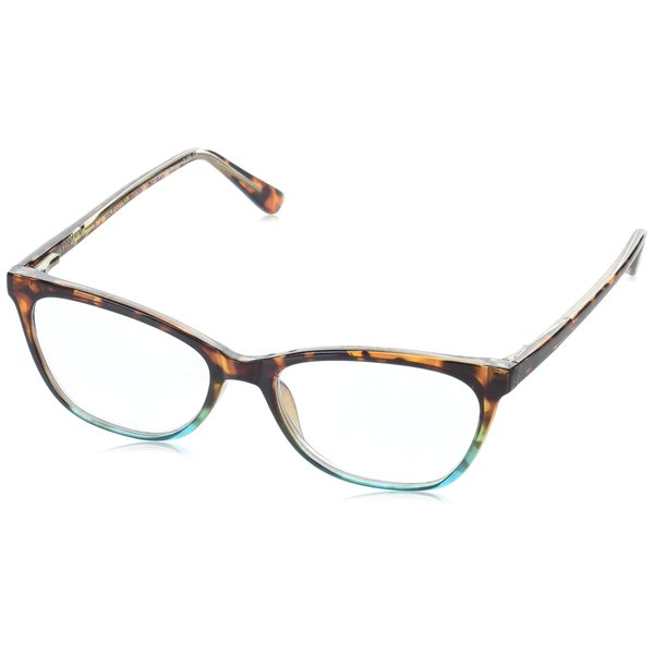 Sofia Vergara x Foster Grant Women's Teresa Reading Glasses Cat-Eye, Tortoise and Crystal Turquoise, 52 mm + 1.75