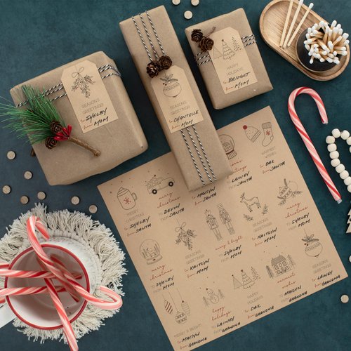 Beautiful Christmas Gift Tags Stickers - 210 Quality Craft Sticker Labels for Personalizing Your Holiday Presents - Spread Joy and Cheer with These Festive Christmas Name Tags
