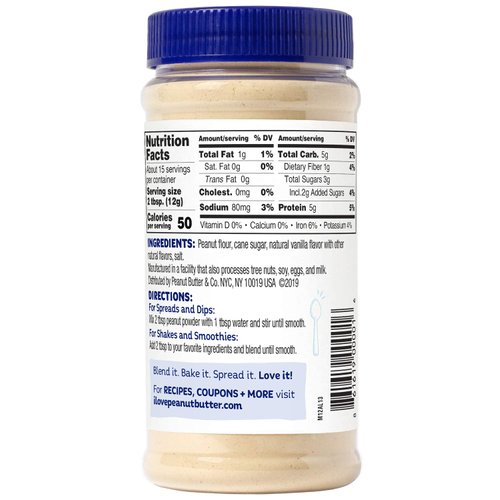 Peanut Butter & Co. Vanilla Peanut Powder, Non-GMO Project Verified, Gluten Free, Vegan, 6.5 oz Jar