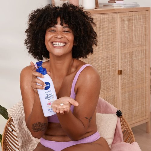 NIVEA Oil In Lotion Cherry Blossom & Jojoba Oil 400ml, Replenishing Body Lotion with Cherry Blossom & Jojoba Oil, Intensive Moisturising Cream