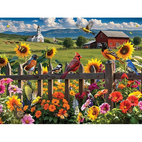 White Mountain Sunday Gathering 500 Piece Spring Puzzles Scenic Country Landscape Puzzle for Adults and Families