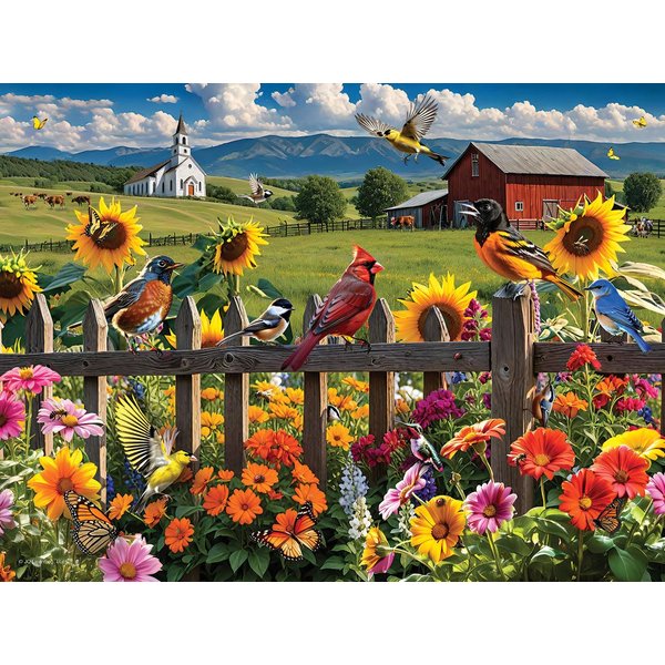 White Mountain Sunday Gathering 500 Piece Spring Puzzles Scenic Country Landscape Puzzle for Adults and Families