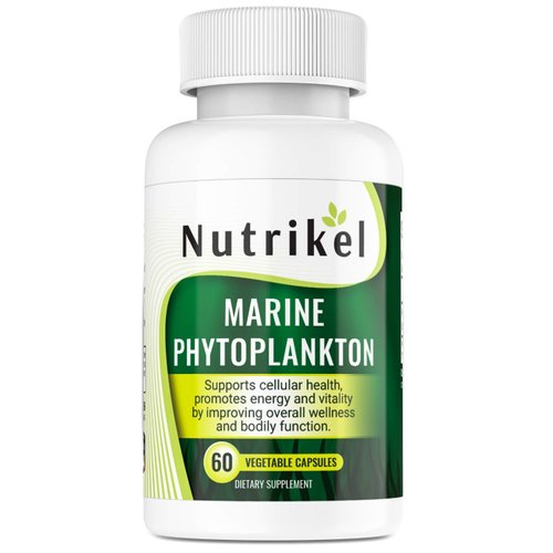 Marine Phytoplankton Plant-Based Omega 3 Supplement Capsules 1,000 mg - Promotes Energy, Focus, and Cellular Energy - 60 Vegetable Capsule
