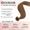 SEGOHAIR U Tip Hair Extensions Human Hair Pre Bonded Extensions Keratin Fusion Extensions K Tip Hair Extensions Real Human Hair Silky Straight Natural 50g/100 Stands 16" Light Brown