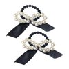 2pcs Pearl Bow Hair Ties Elastic Hair Bands Black Scrunchies White Pearl Hair Bow Ties Hair Elastics Ponytail Holders No Damage Hair Bands, Pearl Hair Accessories for Women Girls