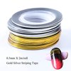 JIAHAO 2Pcs Gold/Silver Rolls Striping Tape Line Nail Art Tips Decoration Sticker