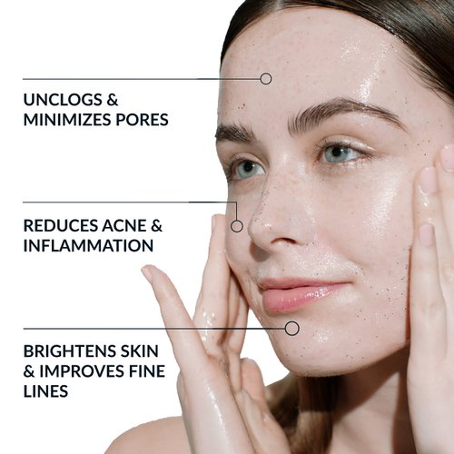 AHA/BHA Exfoliating Face Wash - 10% Glycolic Acid & Salicylic Acid Cleanser, Anti Aging Acne & Wrinkle Reducing Facial Exfoliant, Pore Minimizer & Brightening Scrub - Vegan & Cruelty Free, 4 oz