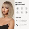 OUFEI Ombre Blonde Bob Wigs for Women Short Straight Wig with Bangs Synthetic Hair Heat Resistant Wigs for Daily Party Cosplay Wear