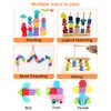 JYCHX Montessori Wooden Bead Sorting Toy Set with Fishing, Stacking Blocks, Beads and Matching Shape Stackers for 3 4 5 + Years Old Boys/Girls STEM Preschool Learning Toys for Gifts
