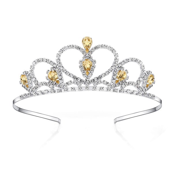Lovelyshop Yellow Gems Rhinestone Tiara, for Little Kid Big Kid Girl Prom Birthday Prinecess Party