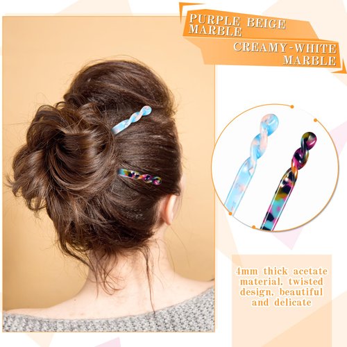 12 Pieces Acetate Hair Sticks Hair Chopsticks Tortoise Shell Hairpin Leopard Print Shell Hair Pins Vintage Chinese Hair Chopstick Hair Styling Accessories for Women Girls Bun, 6 Style (Vivid Pattern)