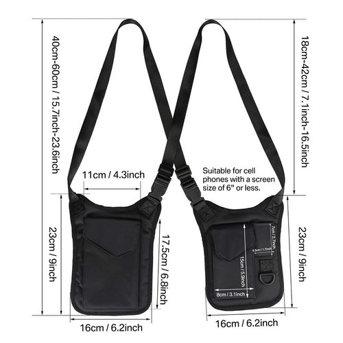 Neween Anti-Theft Hidden Underarm Shoulder Bag, Upgraded Shoulder Holster Storage with Pack Pocket, Multipurpose Men/Women Safety Double Shoulder Armpit Tactical Bag for Outdoor (Different Pocket)