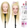 Neverland Beauty Mannequin Head with 50% Real Human Hair, 24 Inch Makeup Cosmetology Manikin Practice Head with Hair, Braiding Hairdressing Doll Head for Hair Styling with False Eyelashes