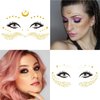 Briyhose Gold Moon Star Temporary Tattoo Sticker For Face Women Metallic, Star Dot Freckle Flash Face Tattoo Adult Girl, Twinkle Glitter Golden Temp Tatoo Carnival Halloween Party Body Makeup, 6-Sheet