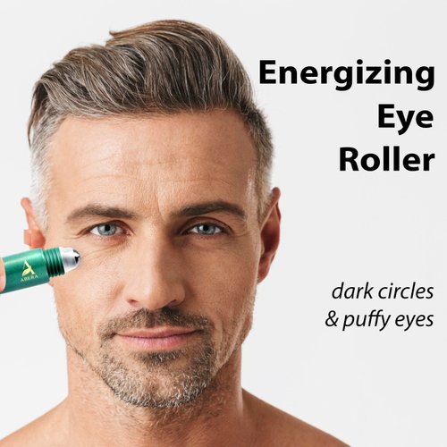 Abera Eye Roller Serum for Men – Eye Bags, Dark Circles & Puffiness Treatment – Mint Essence with Vitamin C & Peptides 0.34 fl oz