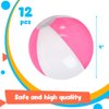 AMOR PRESENT 12PCS Beach Balls Bulk, Pink and White Inflatable Balls Blow up Pool Balls PVC 9" Beach Balls for Kids Swimming Pool Beach Party