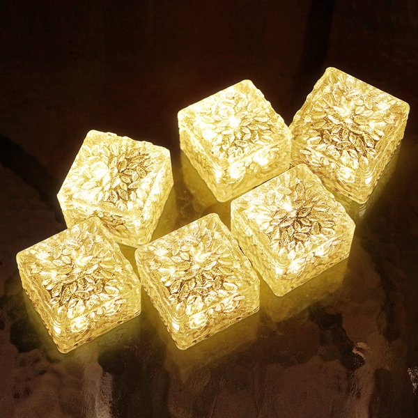 HOFLYW 6 Pack Solar Brick Lights Landscape Path Light Garden Decoration Yard Paver Road Lighting Recessed Paver for Garden, Pathway, Patio, Walkway Decor