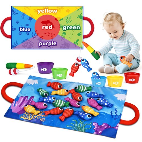 Toddler Toys Montessori Toys for 1 Year Old Boy Girl, Baby First Fishing Game Learning Toys for Toddlers 1-3, Number Counting Color Sorting Stacking Toys, Christmas Birthday Gifts for Age 12-18 Months