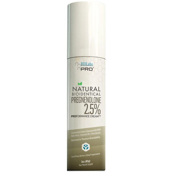 BIOLABS PRO Pregnenolone, All Natural Bioidentical Pregnenolone, 2.5% Maximum Strength, Two-Month Supply (Unscented - 3oz)