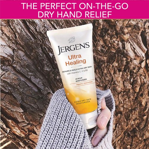 Jergens Ultra Healing Dry Skin Moisturizer, 1 Ounce Travel Lotion, for Absorption into Extra Dry Skin, with HYDRALUCENCE blend, Vitamins C, E, and B5 (Pack of 10)