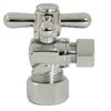 Westbrass D105BX-05 1/4-Turn Cross Handle Angle Stop Shut Off Valve, 5/8" OD x 3/8" OD, Polished Nickel