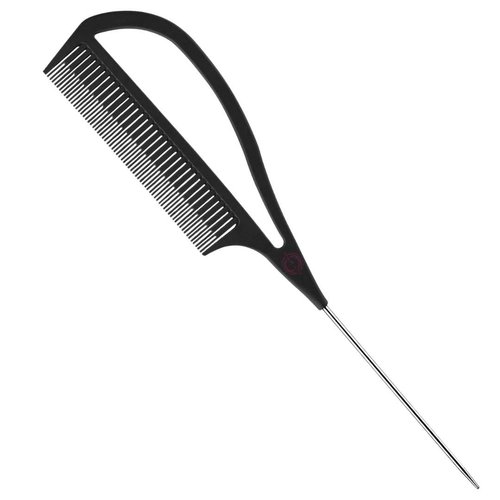 Pink Pewter Authentic "Never Let Go" Carbon Fibre Professional Styling Comb, Balayage, Babylight, Teasylight and Highlighting Long Tail Metal Pick Teaser Comb (#3)