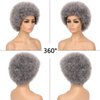 G&T Wig Afro Puff Wigs for Black White Women, Afro Curly Wigs Dark Roots Natural Looking Full Wigs for Daily Party Use(1B/Grey)