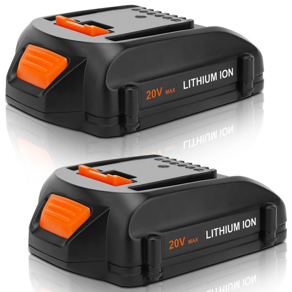 2Packs 20V 3.0Ah Replacement Battery Compatible with Worx 20 Volt Lithium Battery WA3520 WA3525 WG151s, WG155s, WG251s, WG255s, WG540s, WG545s, WG890, WG891 20 Volt Lithium ion Cordless Tools(Black)