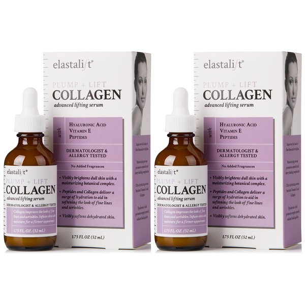 Elastalift Collagen Facial Serum Lifting, Plumping, Firming Collagen Serum For Face Improves Elasticity, Evens Skin Tone, Plumps, & Lifts Sagging Skin, Non-Greasy Wrinkle Serum, 1.75 Fl Oz, 2-Pack