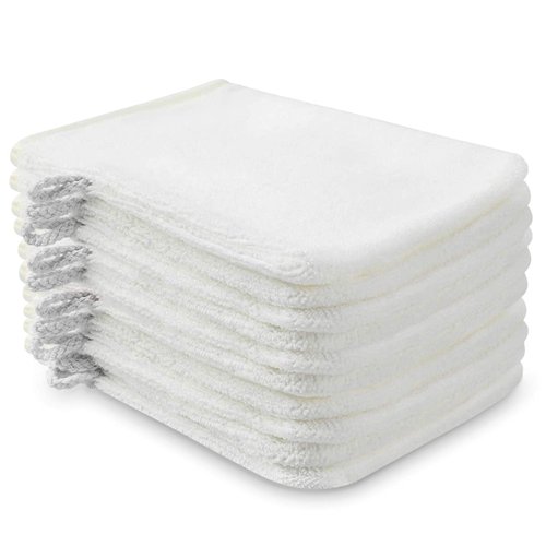 PHOGARY 10 Pack Microfiber Body Wash Mitts, Soft Face Mitten, Bath Spa Cloth, Reusable Makeup Remover Mitt Gloves, European Style Wash Cloth,6×8inch (White)