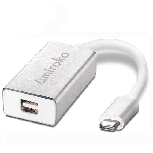 Amiroko USB-C to Mini DisplayPort Adapter, USB 3.1 Type C to Mini DP Adapter Support 4K, 1080P Compatible with MacBook Pro, MacBook 12", Alienware, to LED Cinema Display/Dell Monitor etc, Silver