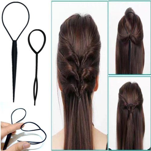 ZVOREI 8Pcs Hair Brushes Set with 4Pcs Topsy Hair Tail Tools 1Pcs Bristle Teasing Hair Brush 1Pcs Edge Control Brush 2Pcs Metal Pin Rat Tail Combsfor Woman Girl Hair Styling,Edge&Back Brushing black