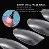 Sethexy Short Oval False Nails 500Pcs 10Sizes Full Cover Acrylic Nail Tips For Art Nail Design (Clear)