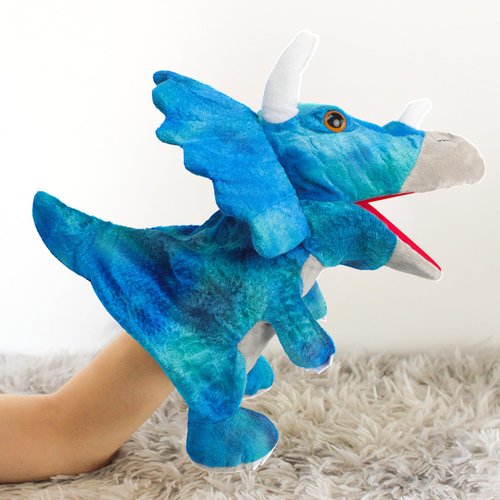 Hand Puppets, Cute Dinosaur Stuffed Animal Plush Puppet Pretend Play Doll Toy Movable Mouth Storytelling Dinosaur Figure Hand Puppet Interactive Toys for Kids Boys Girls Christmas Birthday Gift