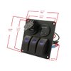 3 Gang Rocker Switch Panel Aluminum DC 12V 24V ON Off Switch Panel Waterproof Marine Boat LED Digital Display Voltmeter 4.2A Dual USB Slot Socket Car RV Truck