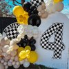 40 Inch Checkered Number Balloon 4 Black and White Race Car Birthday Balloons Baby Hippie Smile Party Shower Boys 4th Birthday Race Car Theme Party Decor Supplies 5 Pcs