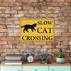 Slow Cat Crossing Xing 10"x14" Funny Novelty Metal Tin Sign Farm Organic Country Home Decor Wall Sign Suitable for Indoor and Outdoor Yard Sign