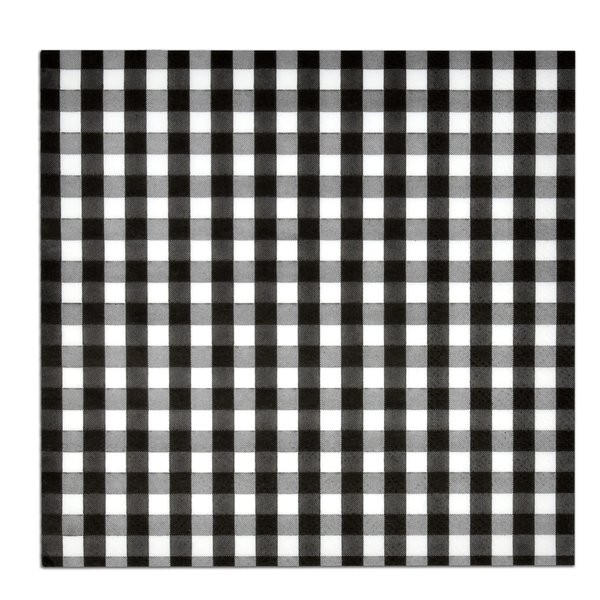 100 Count Black & White Gingham Cocktail Napkins Disposable Paper Checkered Plaid Beverage Dessert Napkin for Summer Picnic Barbecue Birthday Party