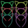 ZIRICHER 6 Colors Cat Headbands Glow in the Dark,Plastic Light Up Hair Band Luminous Headband For Girls Christmas,Happy New Year,Birthday Party