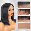 YGP Bob Wig Human Hair 13x4 Transparent Lace Front Bob Wig 200 Density Pre Bleached Tiny Knots Blunt Cut Wig Short Straight Glueless Bob Wigs Pre Plucked With Baby Hair Natural Color 12 Inch