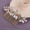 Teyglen Gold Bride Crystal Wedding Hair Comb Bridal Flower Hair Comb with Rhinestone Pearl Hair Piece for Party Prom Hair Accessories Dainty Hair Side Comb