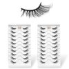CB Value Pack 20 Pairs/ 2 Trays 3D Fluffy Half Lash Strip, 3/4 Length Cat-Eye False Eyelashes, Black Band Natural Look Wispy Soft Strip Lashes, Multiple Styles, 33 x 2 Trays