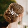 Sparkly Wedding Hair Combs, Crystal Flwoer Hair Clips Bride Bridesmaid Hair Sides Comb Rhinestone Barrettes, Crystal Flower Hair Pins Hair Accessories for Women Girls (Opal)