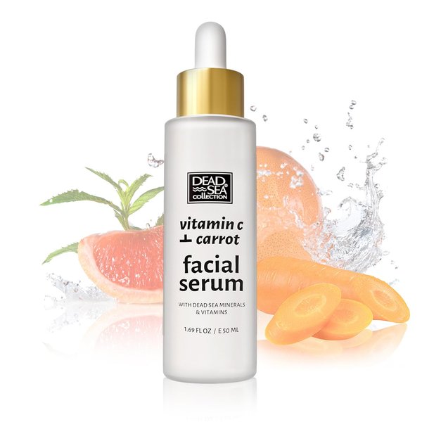 Dead Sea Collection Vitamin C & Carrot Serum For Face - Hydration Facial Serum - Skin Serum for Smooth and Moisturized Skin - Enriched with Dead Sea Minerals and Vitamins - 1,69 Fl. Oz