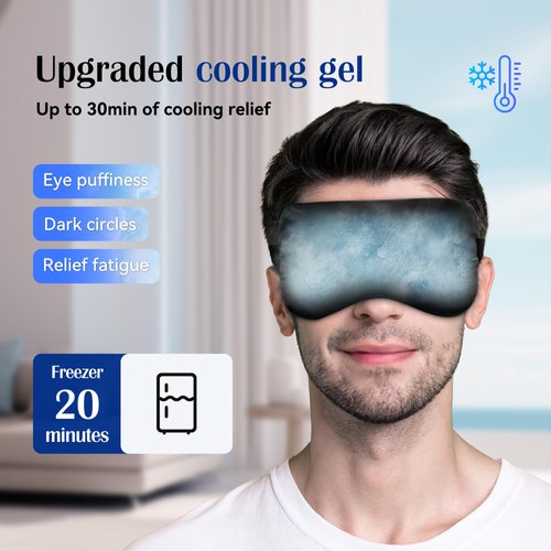 Cooling & Heating Gel Sleeping Mask - 2 Pack Weighted Eye Mask, Sleep Masks for Stye Eyes, Reusable Ice&Warm Compress Eye Cover, Blindfolds for Women, Men,Travel, Airplane, Yoga(Deep Black,Deep Blue)